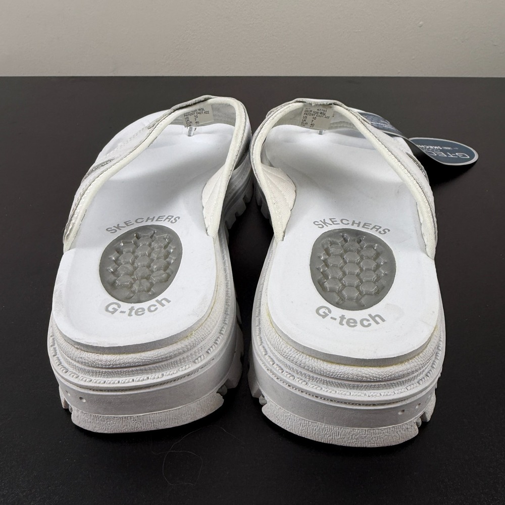 Skechers G-Tech Thong Sandals Women's 10 White Comfort Platform Flip Flops Y2K - Picture 10 of 16